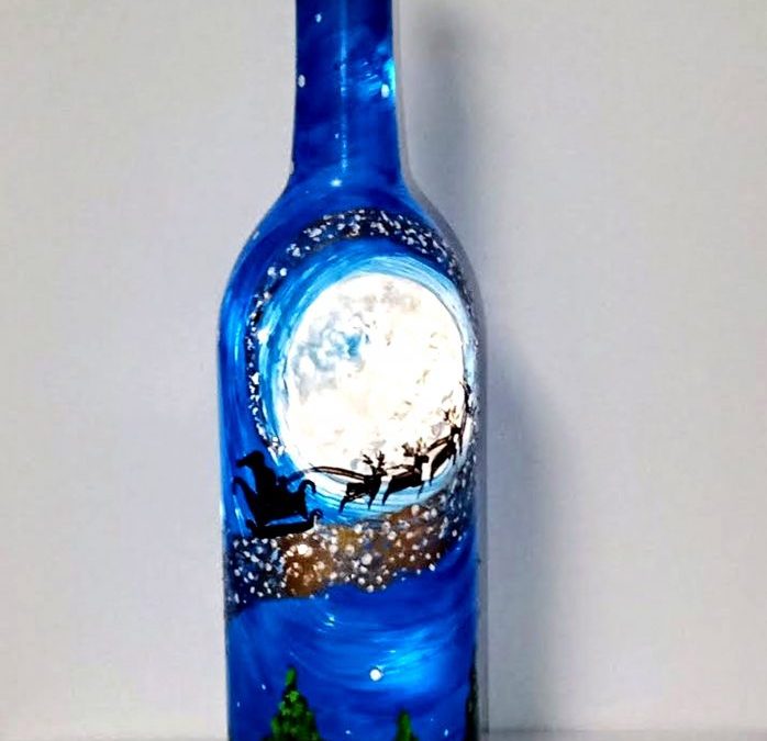 Santa’s Midnight Ride Wine Bottle with Lights, LIVE EVENT with Lisa Middendorf (a BYOB event)