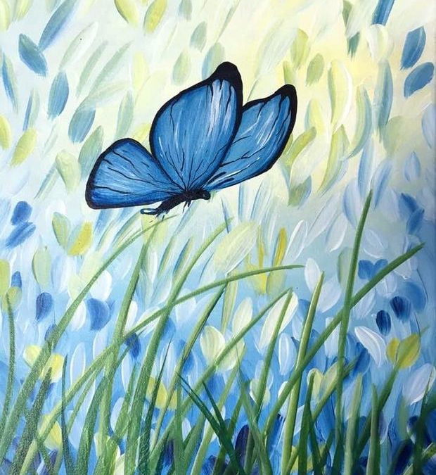 Butterfly Blues, a LIVE PAINT & SIP EVENT with Lisa