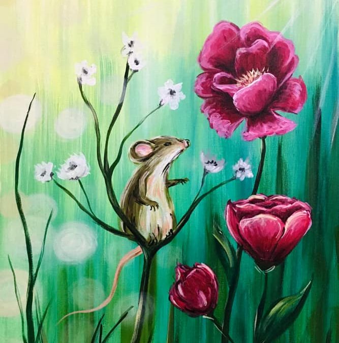 Spring Mouse, a PAINT & SIP EVENT with Lisa