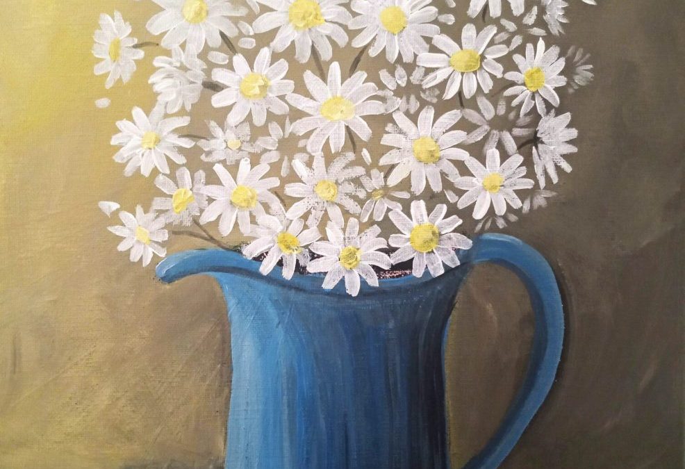 **Cancelled, low sales 4**”Blue Pitcher Daisies”, a BYOB PAINT & SIP EVENT with Lisa